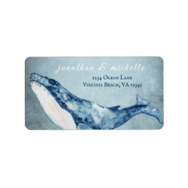 Waterverf Humpback Whale Nautical Beach Adres Etiket