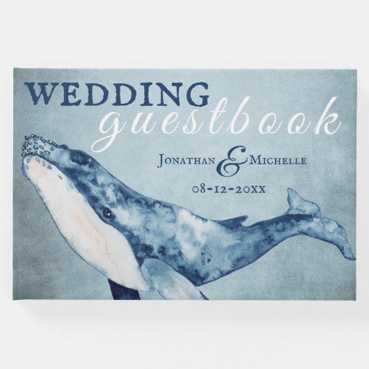 Waterverf Humpback Whale Nautical Beach Wedding Gastenboek (Voorkant)