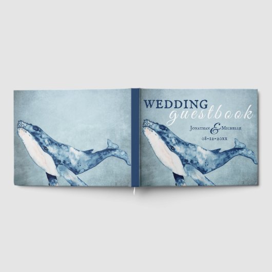 Waterverf Humpback Whale Nautical Beach Wedding Gastenboek (Volledig)