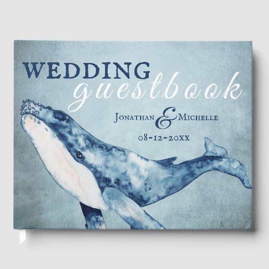 Waterverf Humpback Whale Nautical Beach Wedding Gastenboek (Voorkant)
