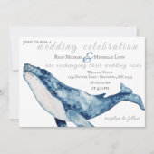 Waterverf Humpback Whale Nautical Beach Wedding Kaart (Voorkant)