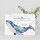 Waterverf Humpback Whale Nautical Beach Wedding Kaart (Staand voorkant)