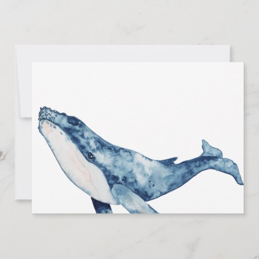 Waterverf Humpback Whale Nautical Beach Wedding Kaart (Achterkant)
