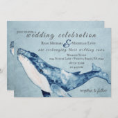 Waterverf Humpback Whale Nautical Beach Wedding Kaart (Voorkant / Achterkant)