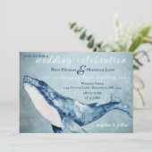Waterverf Humpback Whale Nautical Beach Wedding Kaart (Staand voorkant)