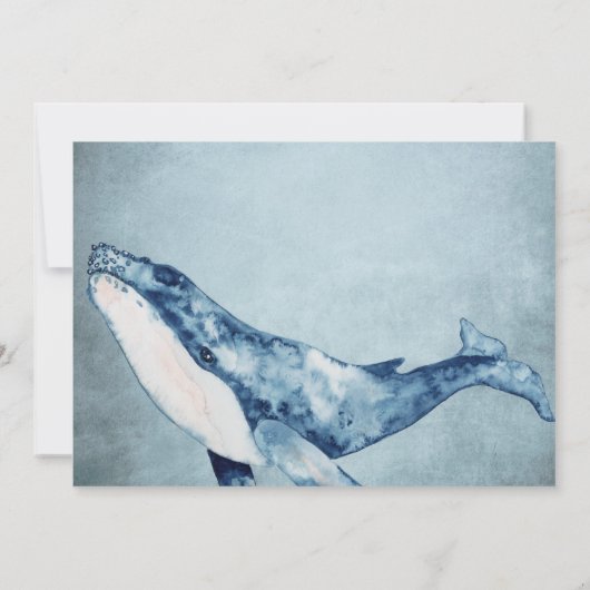 Waterverf Humpback Whale Nautical Beach Wedding Kaart (Achterkant)