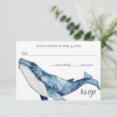 Waterverf Humpback Whale Nautical Beach Wedding RSVP Kaartje (Staand voorkant)