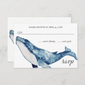 Waterverf Humpback Whale Nautical Beach Wedding RSVP Kaartje (Voorkant / Achterkant)