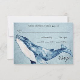 Waterverf Humpback Whale Nautical Beach Wedding RSVP Kaartje