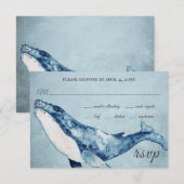 Waterverf Humpback Whale Nautical Beach Wedding RSVP Kaartje (Voorkant / Achterkant)