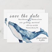 Waterverf Humpback Whale Nautical Beach Wedding Save The Date (Voorkant / Achterkant)