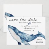 Waterverf Humpback Whale Nautical Beach Wedding Save The Date (Voorkant / Achterkant)