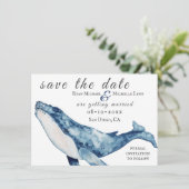 Waterverf Humpback Whale Nautical Beach Wedding Save The Date (Staand voorkant)