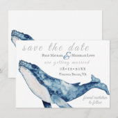 Waterverf Humpback Whale Nautical Beach Wedding Save The Date (Voorkant / Achterkant)