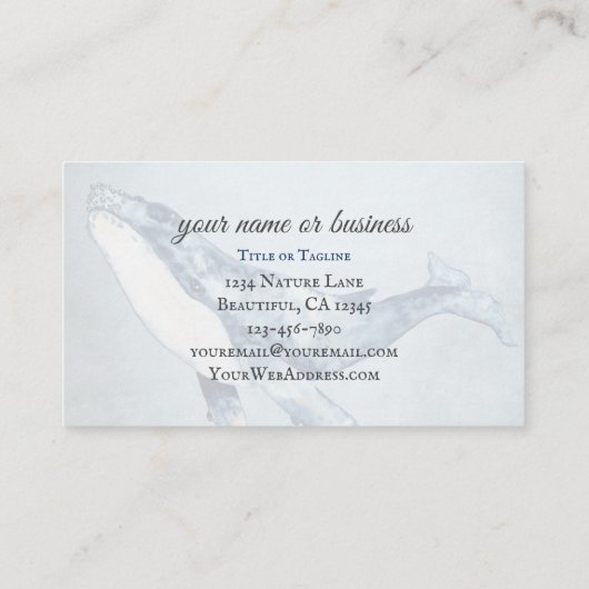 Waterverf Humpback Whale Ocean Beach Visitekaartje (Achterkant)