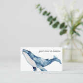 Waterverf Humpback Whale op White Bkg Beach Visitekaartje (Staand voorkant)