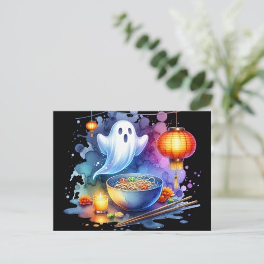 Waterverf Hungry Ghost Festival Briefkaart (Staand voorkant)