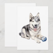 Waterverf Husky Dog Feestdagenkaart (Voorkant / Achterkant)