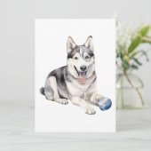 Waterverf Husky Dog Feestdagenkaart (Staand voorkant)