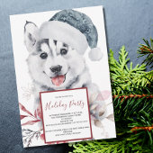 Waterverf Husky Dog Holiday Party Invitation Kaart
