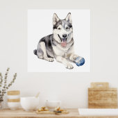 Waterverf Husky Dog Poster (Keuken)