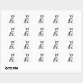 Waterverf Husky Dog Ronde Sticker (Vel)