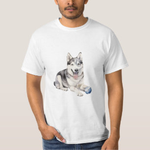 Waterverf Husky Dog T-shirt