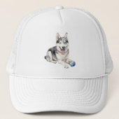 Waterverf Husky Dog Trucker Pet (Voorkant)