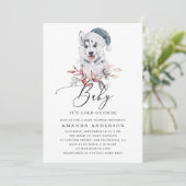 Waterverf husky. Winterhond. Jongen baby shower Kaart (Staand voorkant)