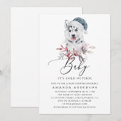 Waterverf husky. Winterhond. Jongen baby shower Kaart (Voorkant / Achterkant)