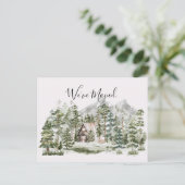 Waterverf hut in het groene dennenbos dat we verhu briefkaart (Staand voorkant)