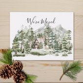 Waterverf hut in het groene dennenbos dat we verhu briefkaart