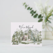 Waterverf hut in het groene dennenbos dat we verhu kaart (Staand voorkant)