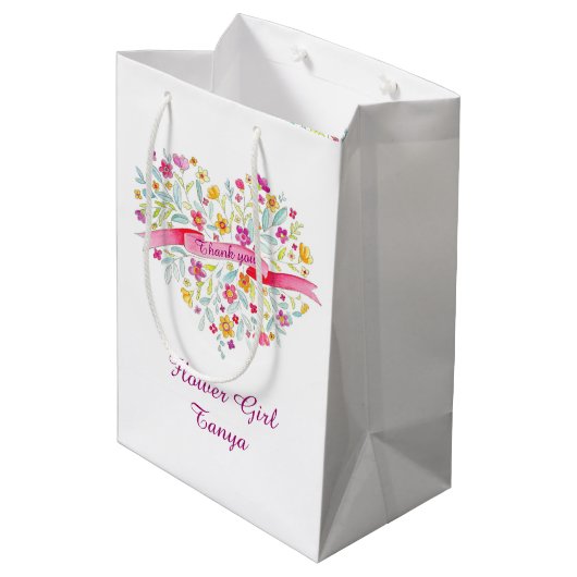 Waterverf huwelijksbloem medium cadeauzakje (Achterkant Gekanteld)