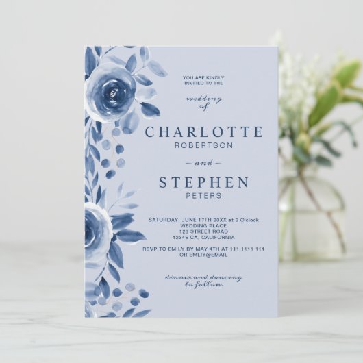 Waterverf huwelijksfoto kaart (Staand voorkant)