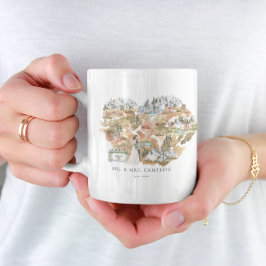 Waterverf Huwelijkskaart | Monogram Nieuwgetrouwd Koffiemok