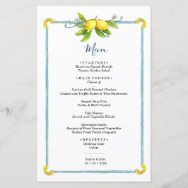 Waterverf  huwelijksmenu Lemon citrus