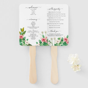 Waterverf Huwelijksprogramma met Wilde Bloemen en  Handwaaier