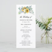 waterverf - huwelijksprogramma zonnebloem - eucaly programmakaart (Staand voorkant)