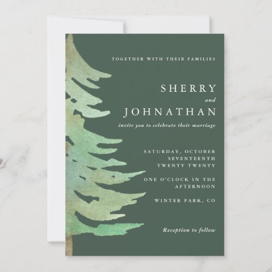 Waterverf huwelijksuitnodiging kaart (Voorkant)