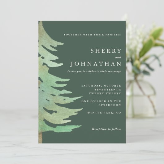 Waterverf huwelijksuitnodiging kaart (Staand voorkant)