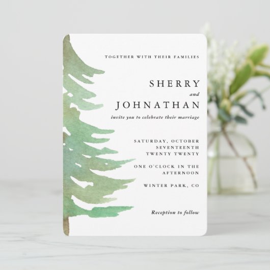 Waterverf huwelijksuitnodiging kaart (Staand voorkant)