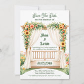 Waterverf huwelijksuitnodiging Kaart Floral Stage (Voorkant)