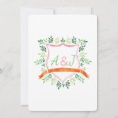 Waterverf huwelijksuitnodiging met Crest Monogram Kaart (Achterkant)