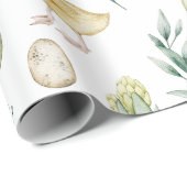 Waterverf Hyacint Kuiken Eieren Vintage Pasen Cadeaupapier (Rol Hoek)