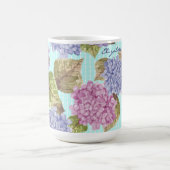 Waterverf Hydrangea Bloemen Custom Naam Mok (Center)