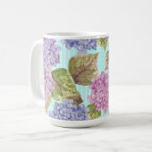 Waterverf Hydrangea Bloemen Custom Naam Mok (Voorkant links)