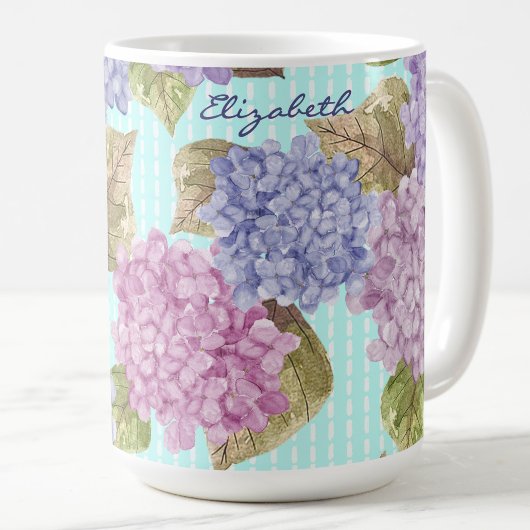 Waterverf Hydrangea Bloemen Custom Naam Mok