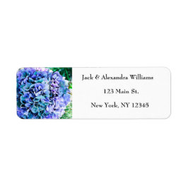 Waterverf Hydrangea Blue Floral retouradres Etiket