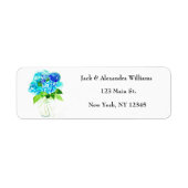 Waterverf Hydrangea Blue Floral retouradres Etiket (Voorkant)